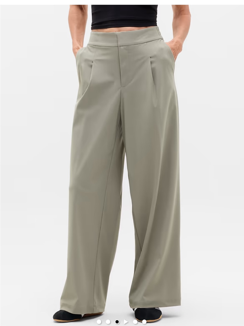 Athleta Wide-Leg High-Rise Trousers in Light Sage